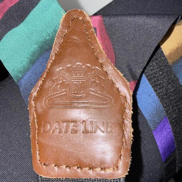 Vintage Dateline Multicolor Retro Mens One Size Adjustable Leather Suspenders - Picture 2 of 11